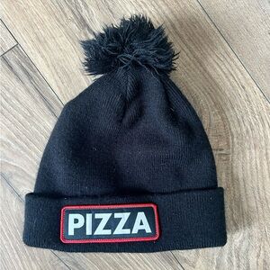 PIZZA Black Pom-Pom Hat for any age…
